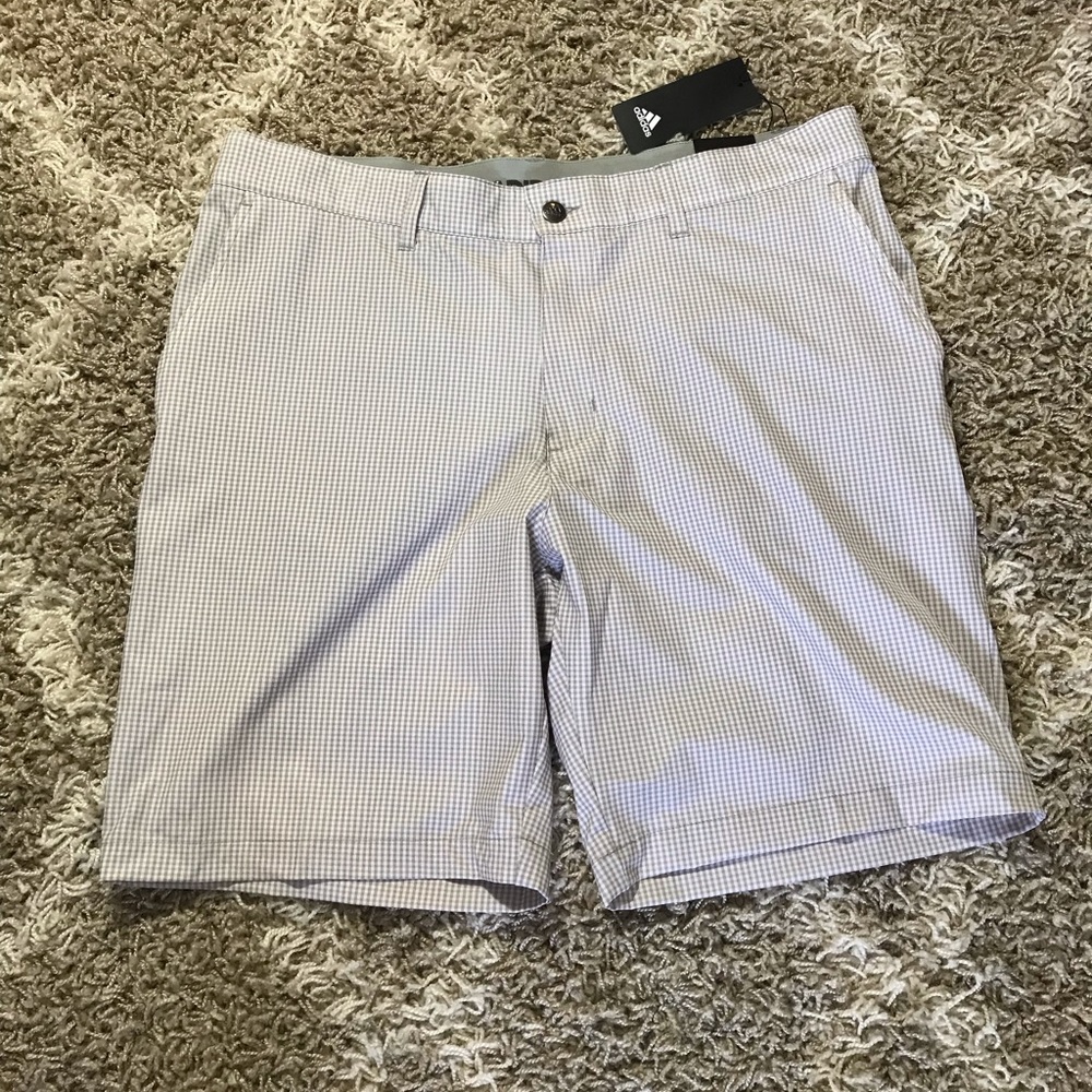 Adidas NWT Men's 36 Golf Shorts Gingham Woven Short Gray Check ADVS20R767